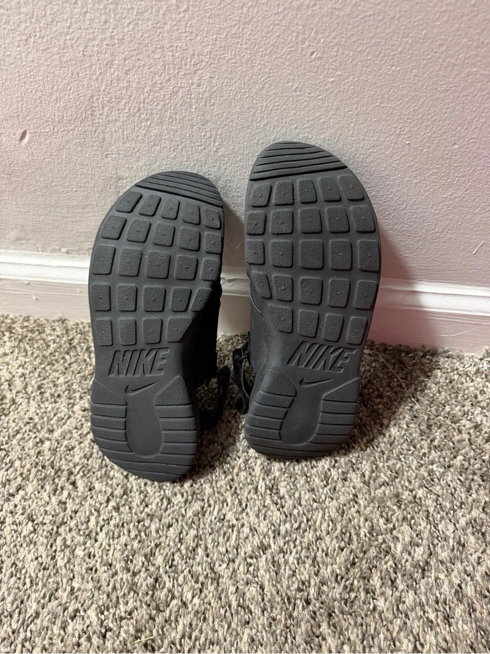 Nike Kids Black and White Logo Adjustable Strap Sandals